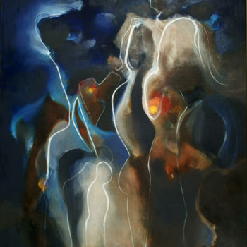 제목이 "wij mensen 4"인 미술작품 Angeline Rosendaal로, 원작, 기름 나무 들것 프레임에 장착됨