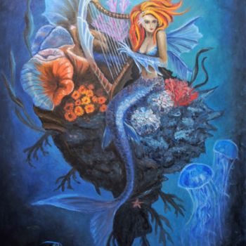 Painting titled "Mermaid" by Olga Khaladzhieva, Original Artwork, Oil