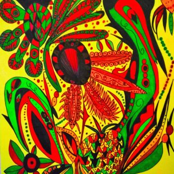 Zeichnungen mit dem Titel "tropical!" von Angélique Andujar, Original-Kunstwerk, Marker