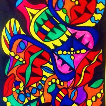 Drawing titled "célébration!" by Angélique Andujar, Original Artwork, Marker