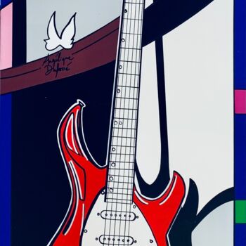 Painting titled "Guitare électrique" by Angélique Dufossé, Original Artwork, Acrylic