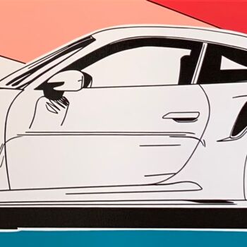 Malerei mit dem Titel "Porsche 911 Turbo S" von Angélique Dufossé, Original-Kunstwerk, Acryl
