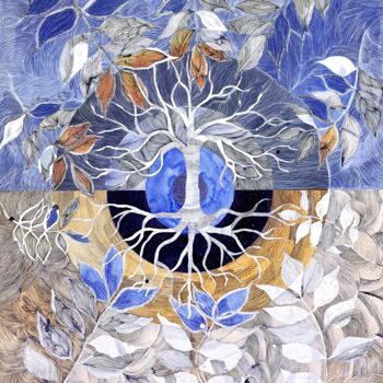 Peinture intitulée "Arbre mandala et li…" par Angélique Guillemet, Œuvre d'art originale, Acrylique