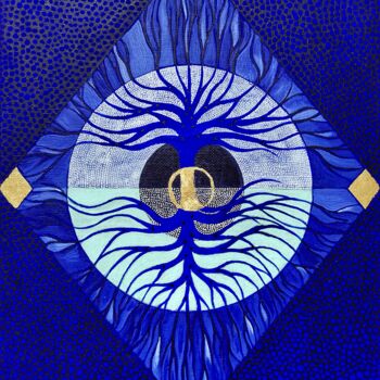 Schilderij getiteld "Arbre talisman outr…" door Angélique Guillemet, Origineel Kunstwerk, Acryl Gemonteerd op Frame voor hou…