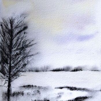 Картина под названием "L'hiver" - Angelique Ksiazek, Подлинное произведение искусства, Акварель