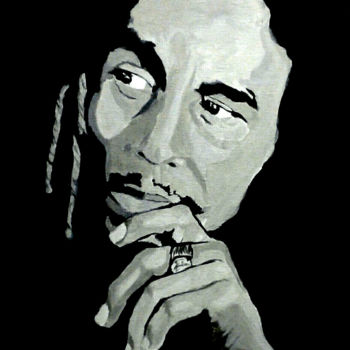 Painting titled "Bob Marley" by Angie., Original Artwork