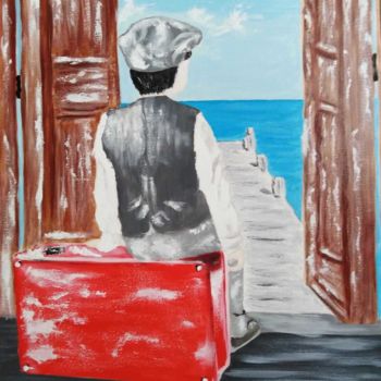 Pintura titulada "l'attente" por Angie., Obra de arte original, Acrílico Montado en Bastidor de camilla de madera