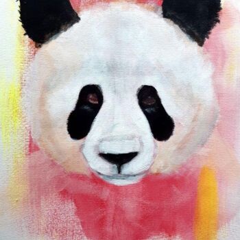 Painting titled "Panda" by Angelique Mouton, Original Artwork, Acrylic