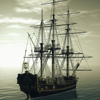 Arts numériques intitulée "Sailing ship in the…" par Angelo Arcamone, Œuvre d'art originale, Modélisation 3D