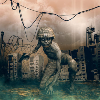 Digital Arts titled "Zombie soldier in t…" by Angelo Arcamone, Original Artwork, 3D Modeling