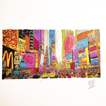 Schilderij getiteld "New York ity" door Angelo Marcelli, Origineel Kunstwerk, Aquarel