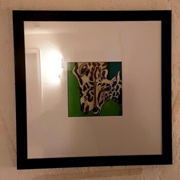 Pittura intitolato "Mamma giraffa" da Angelo Marzullo, Opera d'arte originale, Acrilico Montato su Alluminio