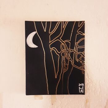 Painting titled "Luna La prima" by Angelo Marzullo, Original Artwork, Acrylic Mounted on Wood Panel