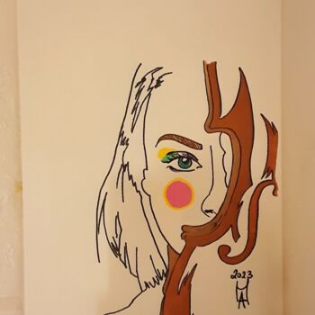 Schilderij getiteld "La violinista." door Angelo Marzullo, Origineel Kunstwerk, Acryl