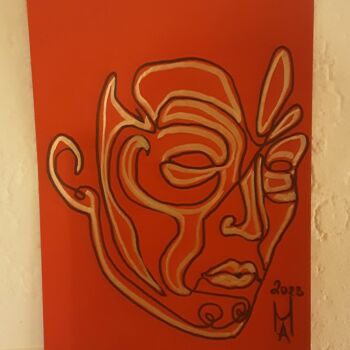 Pintura intitulada "Con il viso tattuat…" por Angelo Marzullo, Obras de arte originais, Acrílico