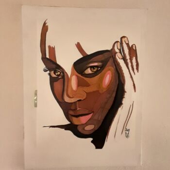 Painting titled "La Dea Africana." by Angelo Marzullo, Original Artwork, Acrylic