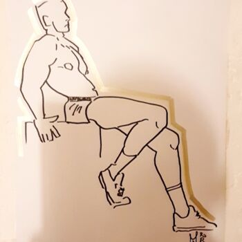Peinture intitulée "Fitness pause" par Angelo Marzullo, Œuvre d'art originale, Marqueur