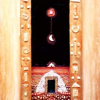 Painting titled "Porte della Notte" by Angelo Mazzoleni, Original Artwork, Oil
