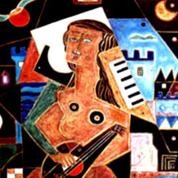 Peinture intitulée "composizione musica…" par Angelo Mazzoleni, Œuvre d'art originale, Huile