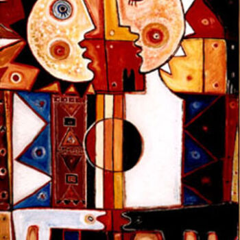 Schilderij getiteld "cantanti" door Angelo Mazzoleni, Origineel Kunstwerk, Olie