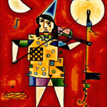 Painting titled "violinista" by Angelo Mazzoleni, Original Artwork