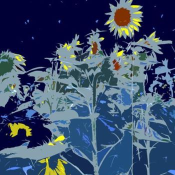 Цифровое искусство под названием "Sun Flowers at Night" - Angelo Di Pietrantonio, Подлинное произведение искусства