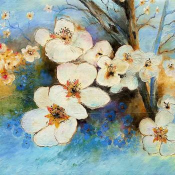 Pintura intitulada "Pear flower" por Angelo Giglio, Obras de arte originais, Óleo