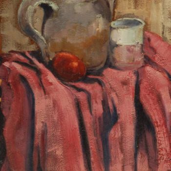 Painting titled "Carafe et verre" by Philippe Jamin, Original Artwork, Oil