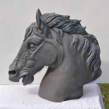"Le cheval de guerre" başlıklı Heykel Philippe Jamin tarafından, Orijinal sanat, Rezine