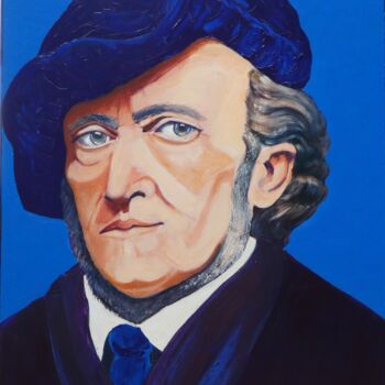 Painting titled "Richard Wagner" by Philippe Jamin, Original Artwork, Oil Mounted on Wood Stretcher frame