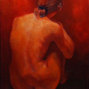 Painting titled "Mélancolie" by Philippe Jamin, Original Artwork, Oil Mounted on Wood Stretcher frame