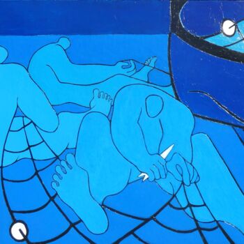 Peinture intitulée "Les 3 ravaudeurs" par Philippe Jamin, Œuvre d'art originale, Huile