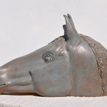 Sculpture titled "Le cheval grec" by Philippe Jamin, Original Artwork, Resin