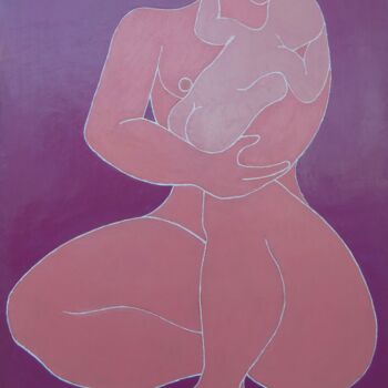 Peinture intitulée "Maternité" par Philippe Jamin, Œuvre d'art originale, Huile
