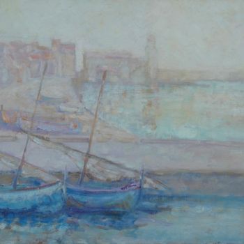 Pittura intitolato "Le nouveau port" da Philippe Jamin, Opera d'arte originale, Olio Montato su Telaio per barella in legno