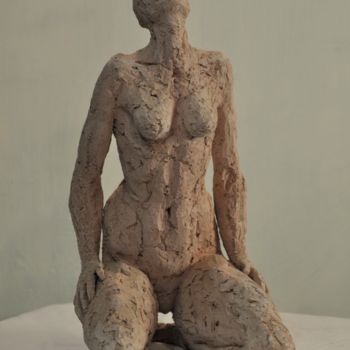 Скульптура под названием "Contemplation lunai…" - Philippe Jamin, Подлинное произведение искусства, Терракота