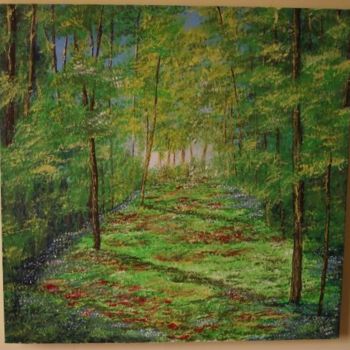 Pittura intitolato "bosco verdeggiante" da Mario, Opera d'arte originale