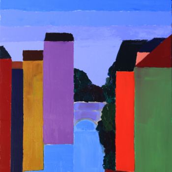 Peinture intitulée "paysage-urbain.jpg" par Nin Angem, Œuvre d'art originale