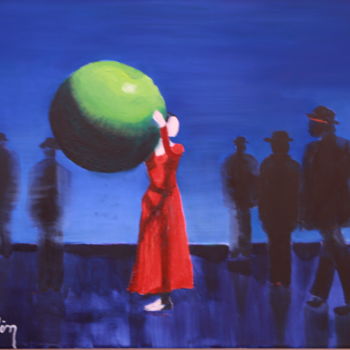 Peinture intitulée "La-jeune-femme-a-la…" par Nin Angem, Œuvre d'art originale, Acrylique