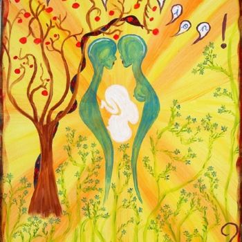 Peinture intitulée "L'arbre de la conna…" par Anges, Œuvre d'art originale