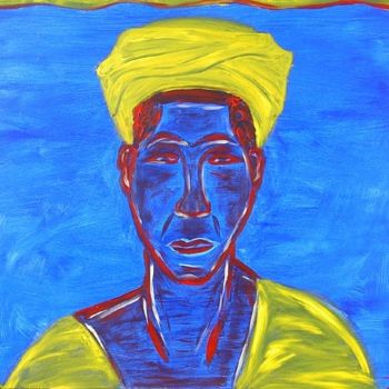 Peinture intitulée "L'homme bleu" par Anges, Œuvre d'art originale