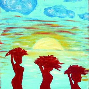 Painting titled "3 africaines." by Anges, Original Artwork