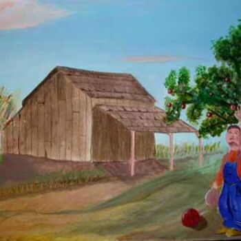 Картина под названием "L'enfant à la pomme" - Aam, Подлинное произведение искусства