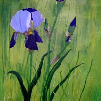 Painting titled "Bouquet d'iris" by Aam, Original Artwork