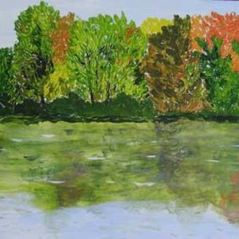 Painting titled "Reflets d'automne" by Aam, Original Artwork