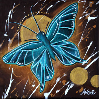 Painting titled "Butterfly" by Angie F., Original Artwork, Acrylic Mounted on Wood Stretcher frame