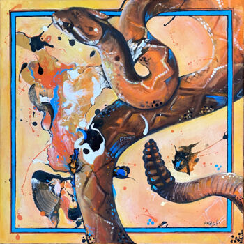 Pittura intitolato "Le serpent de l'env…" da Angie F., Opera d'arte originale, Acrilico Montato su Telaio per barella in leg…