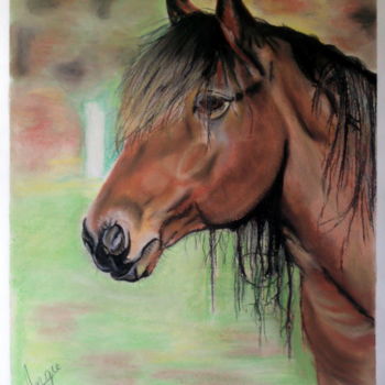 Drawing titled "cheval.jpg" by Angie, Original Artwork, Pastel