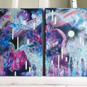 제목이 "Starry sky"인 미술작품 Анастасия Гурьянова로, 원작, 아크릴 나무 들것 프레임에 장착됨