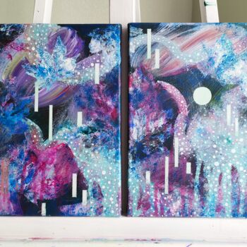 Painting titled "Starry sky" by Anastasiia Gurianova, Original Artwork, Acrylic Mounted on Wood Stretcher frame